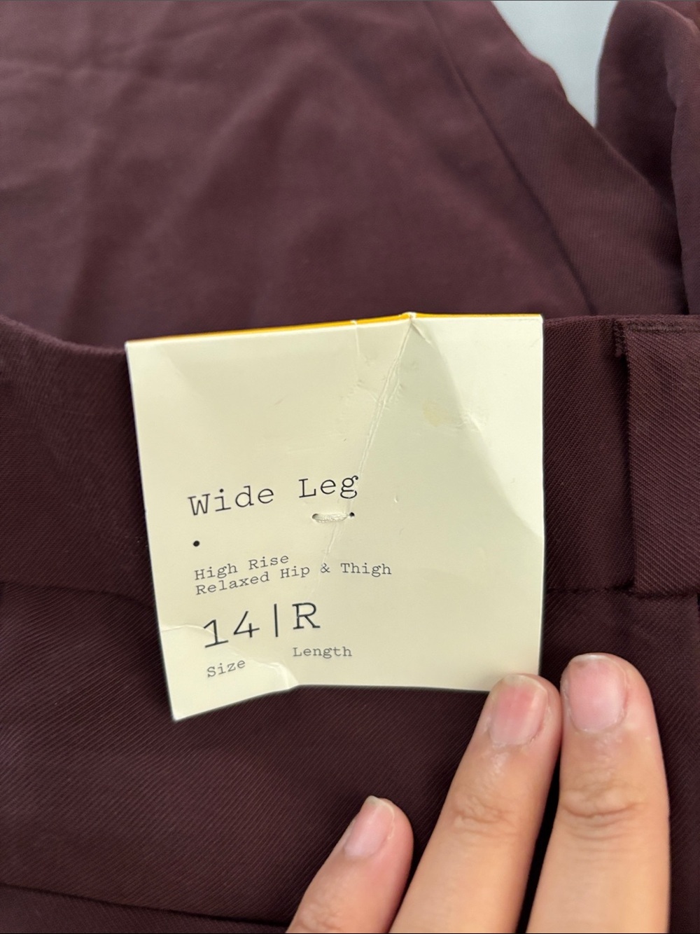 Wide Leg High Rise Pants - Maroon - Picture 3 of 3